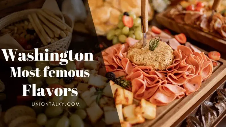 “Fresh Washington seafood including salmon, oysters, and Dungeness crab at Pike Place Market in Seattle.
