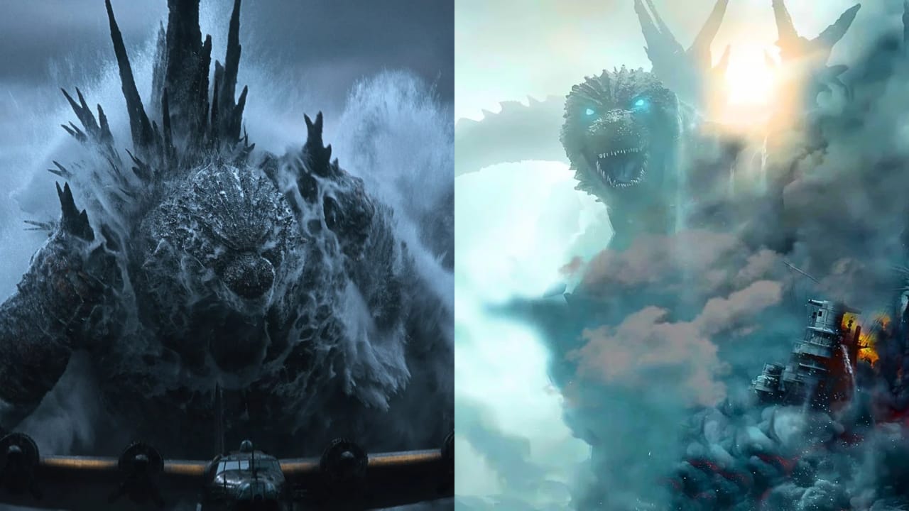 Godzilla standing near Statue of Liberty in New York in Godzilla Minus Zero teaser
