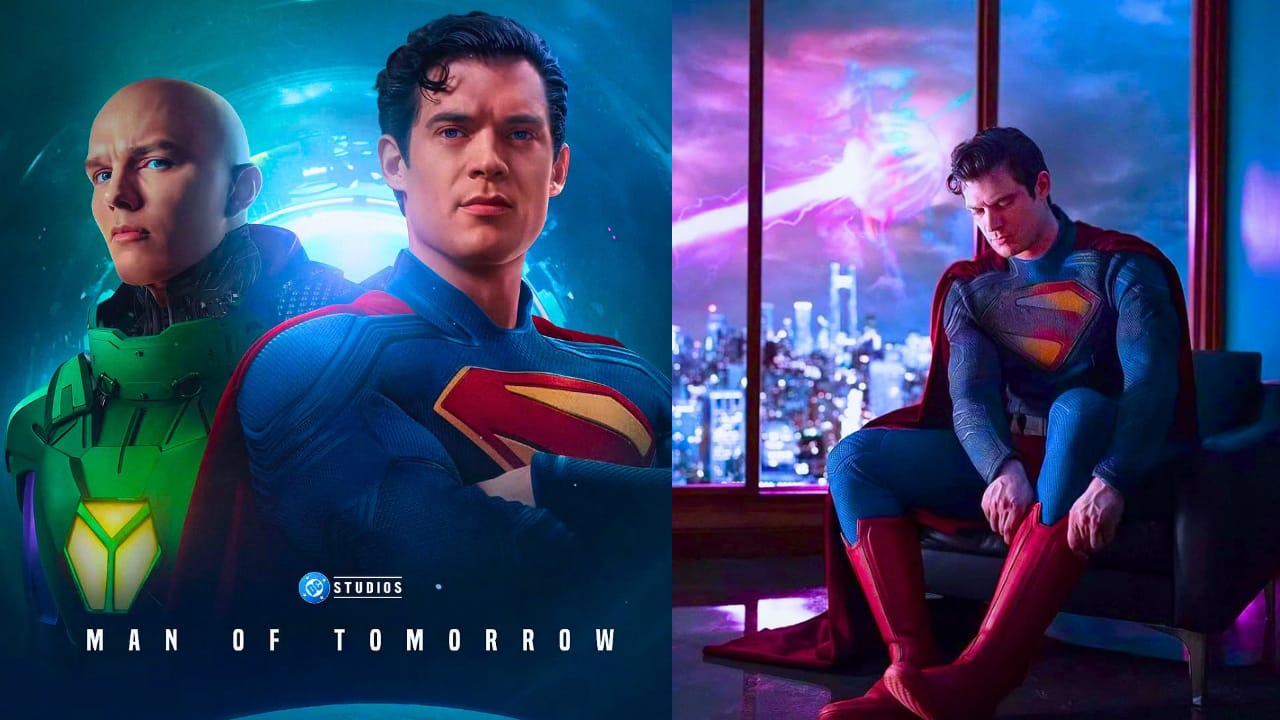 David Corenswet as Superman in Man of Tomorrow film directed by James Gunn with a modern hopeful look and cinematic background