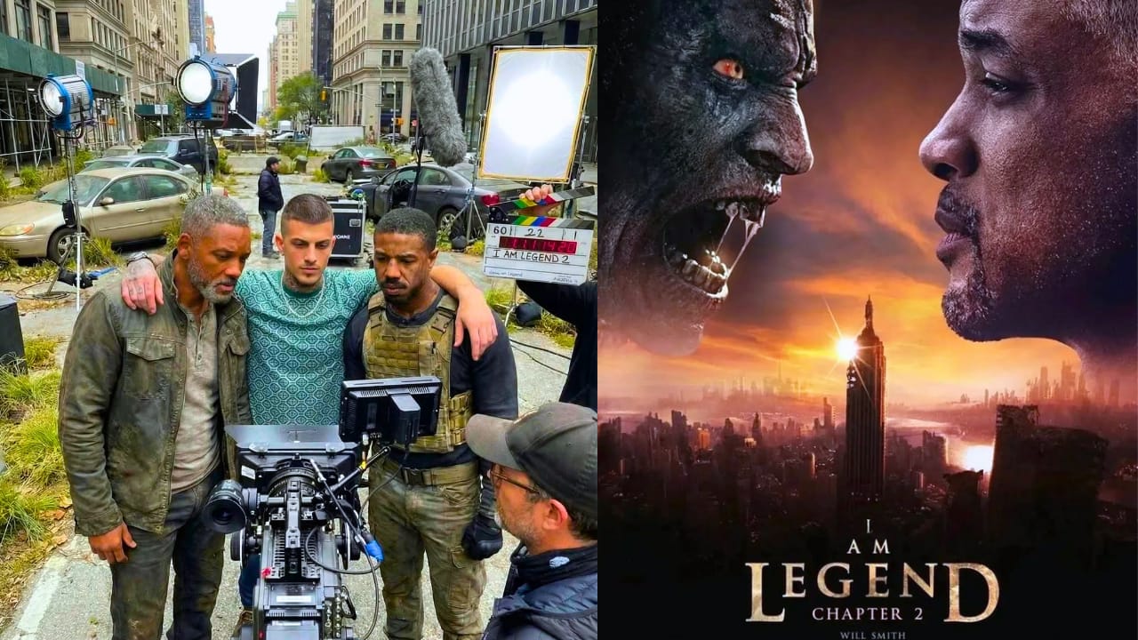 Will Smith and Michael B. Jordan in a post-apocalyptic setting for I Am Legend 2