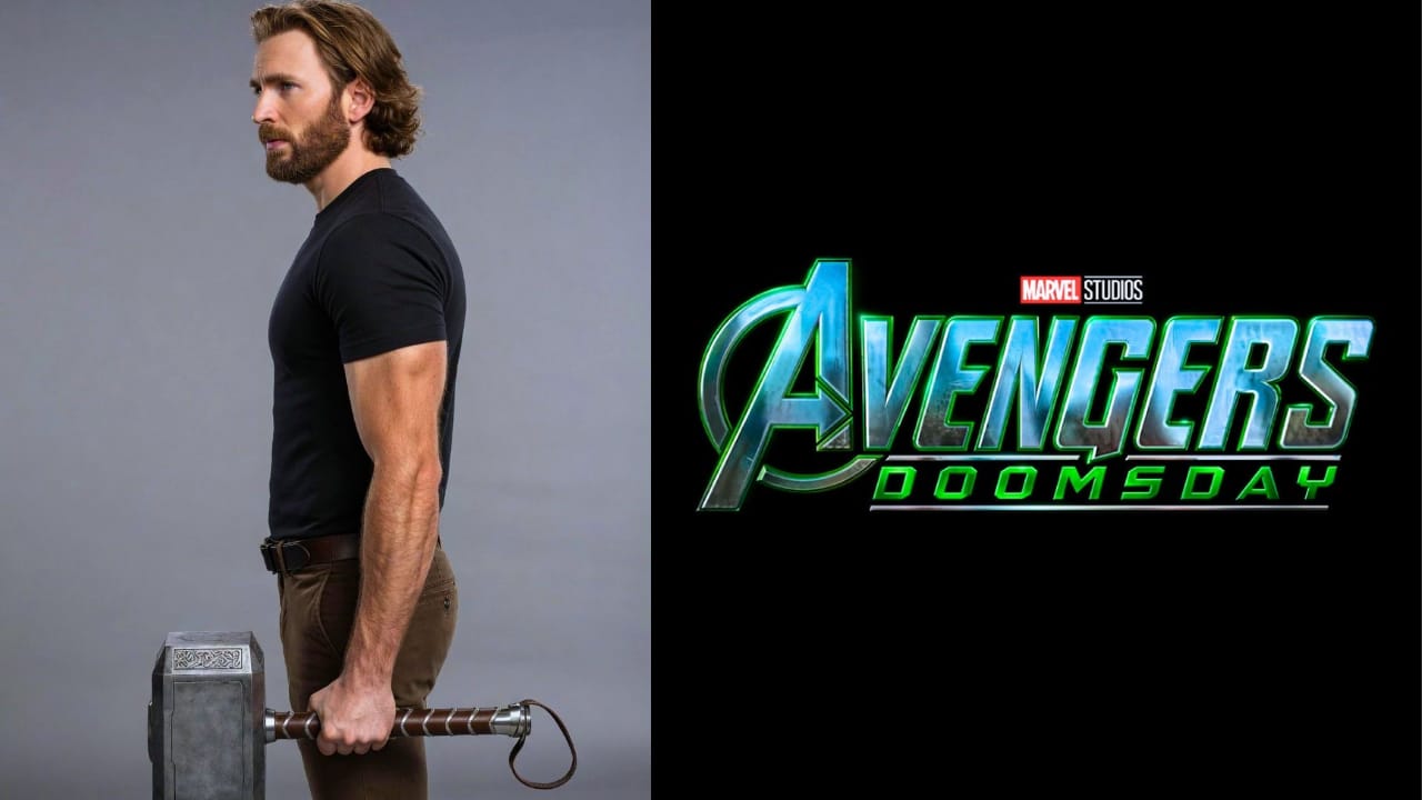A cinematic silhouette of Steve Rogers with long hair and a beard, wearing dark tactical gear instead of his Captain America suit.